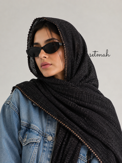 شال لمه دار دور پولک دوزی شده وارداتی